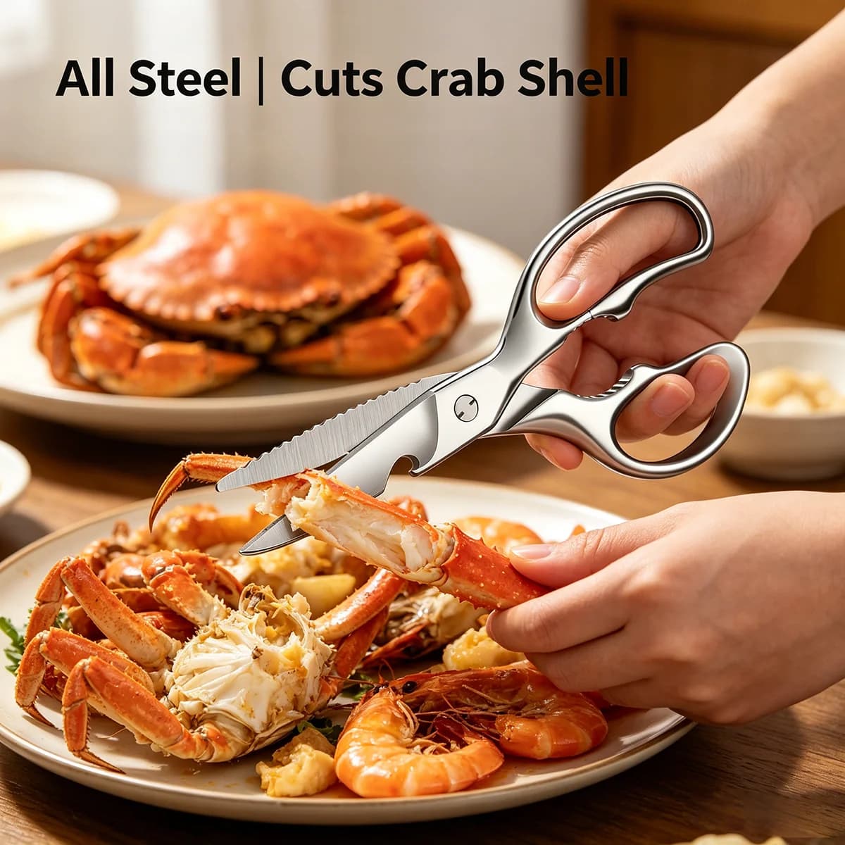 Stainless Steel Kitchen Scissors, Detachable All Steel Multi-Purpose for Chicken Bone Fish Cutting, Professional Cooking Tool