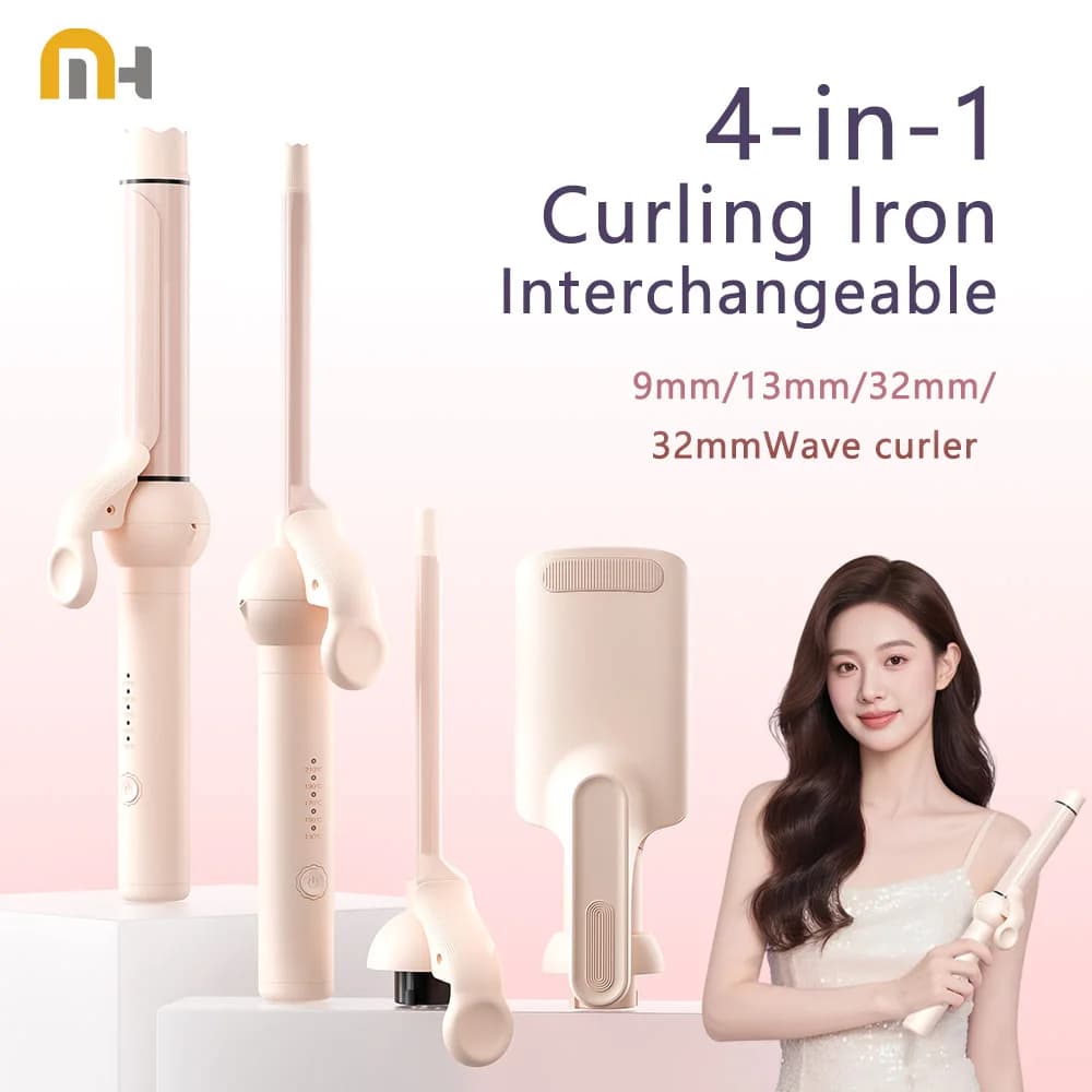 Set hair curler 4 in 1, iron hair curler manual with 4 interchangeable ceramic barrels Hairstyle tools for all hairstyles