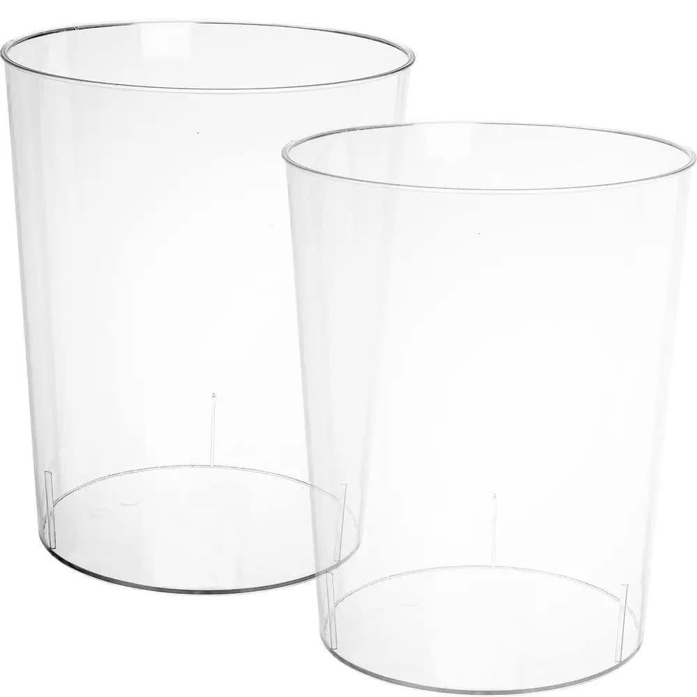 Set di 2 Cestini per Rifiuti in Plastica, Contenitore Trasparente Rotondo per Spazzatura, Piccolo Bidone per Bagno, Camera da Letto, Cucina, Casa