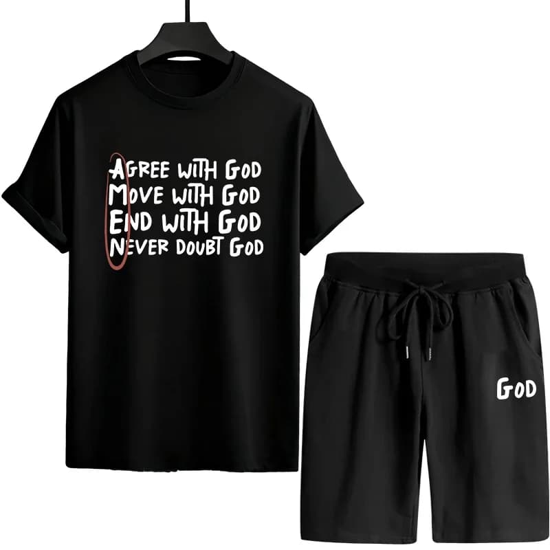 2026 Men's Summer Sports Suit: Court Sleeve T-shirt and Versatile Shorts for Jogging and Daily Use