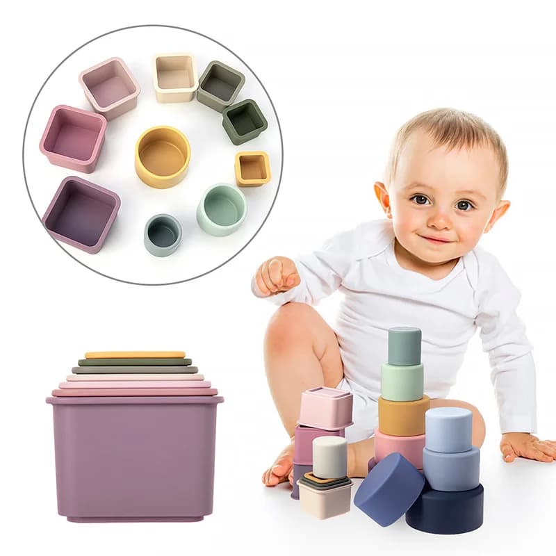 TYRY.HU 1set Del Bambino Del Silicone Building Block BPA Libero Tazza Rotonda Blocco Morbido 3D Educativi Montessori Giocattoli Del Bambino Massaggiagengive Regali