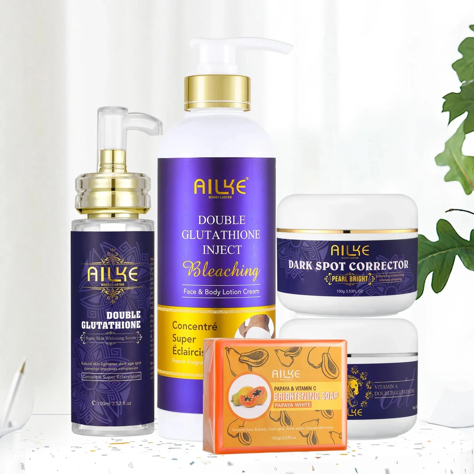 AILKE Double Glutatione Skin care whitener, Sleaching, Remove dark spots, Radiant skin, Hydrating, Hydrating, Lyscia