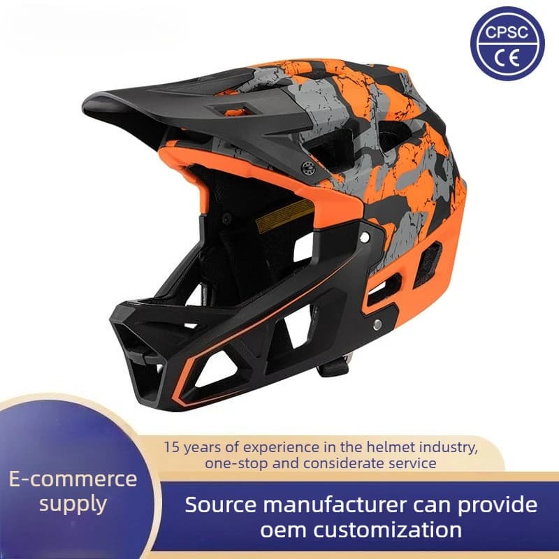 Integrated Mountain Bike Helmet CE Certificate CPSC EN1708, Premium Adult Helmet Mimetic for Offroad and Downhill, Cycling Safety Helmet