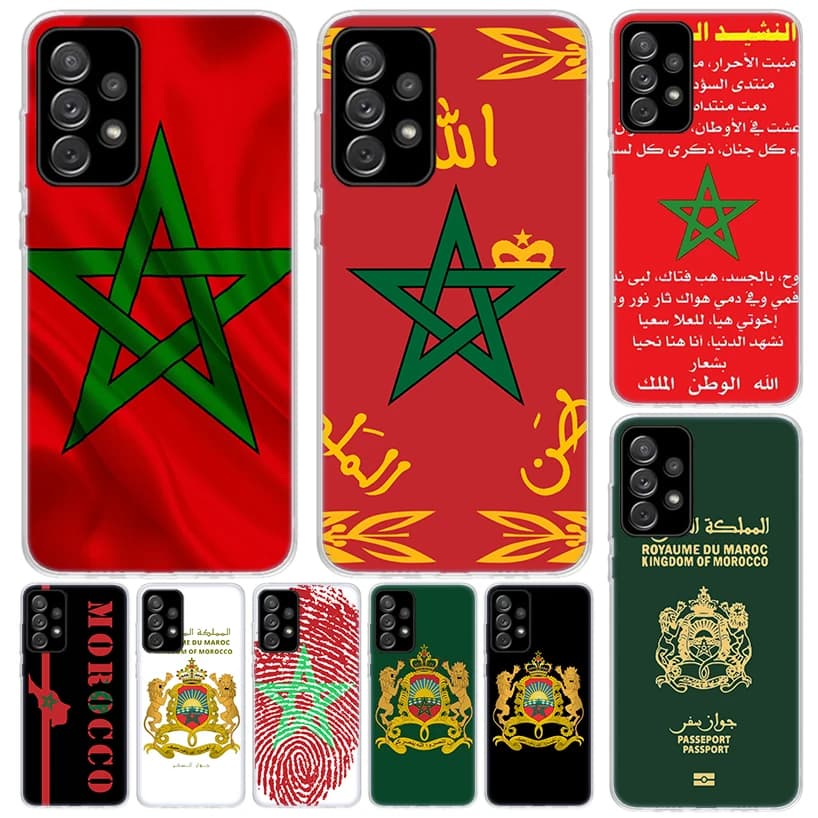 Custodia per telefono passaporto bandiera marocco per Samsung Galaxy A54 A53 A52 A34 A33 A32 A24 A23 A22 A14 A13 A12 A04S A03S A02S Cover Coque