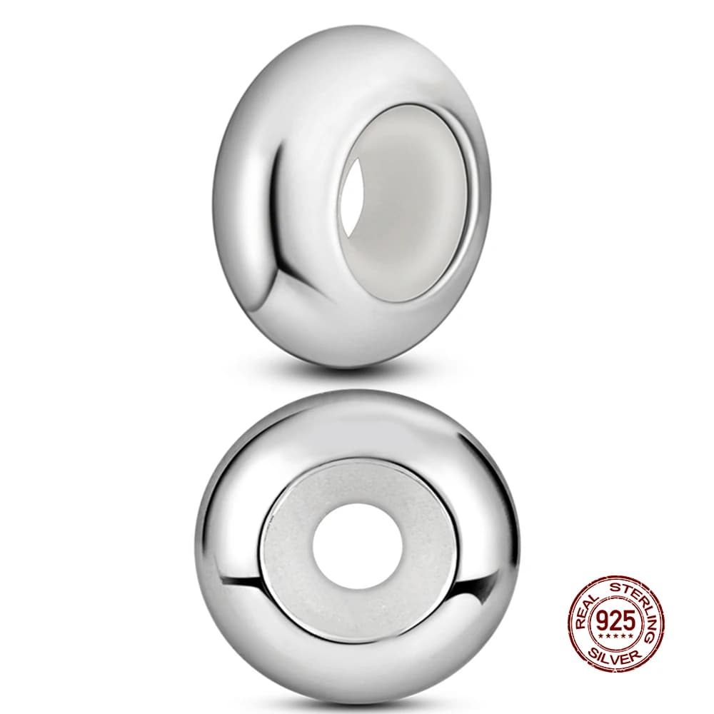 1 PC Tappi in silicone Perline Gomma Argento 925 Ciondoli distanziatori adatti Collana originale Bracciale Gioielli fai da te Creazione di donne