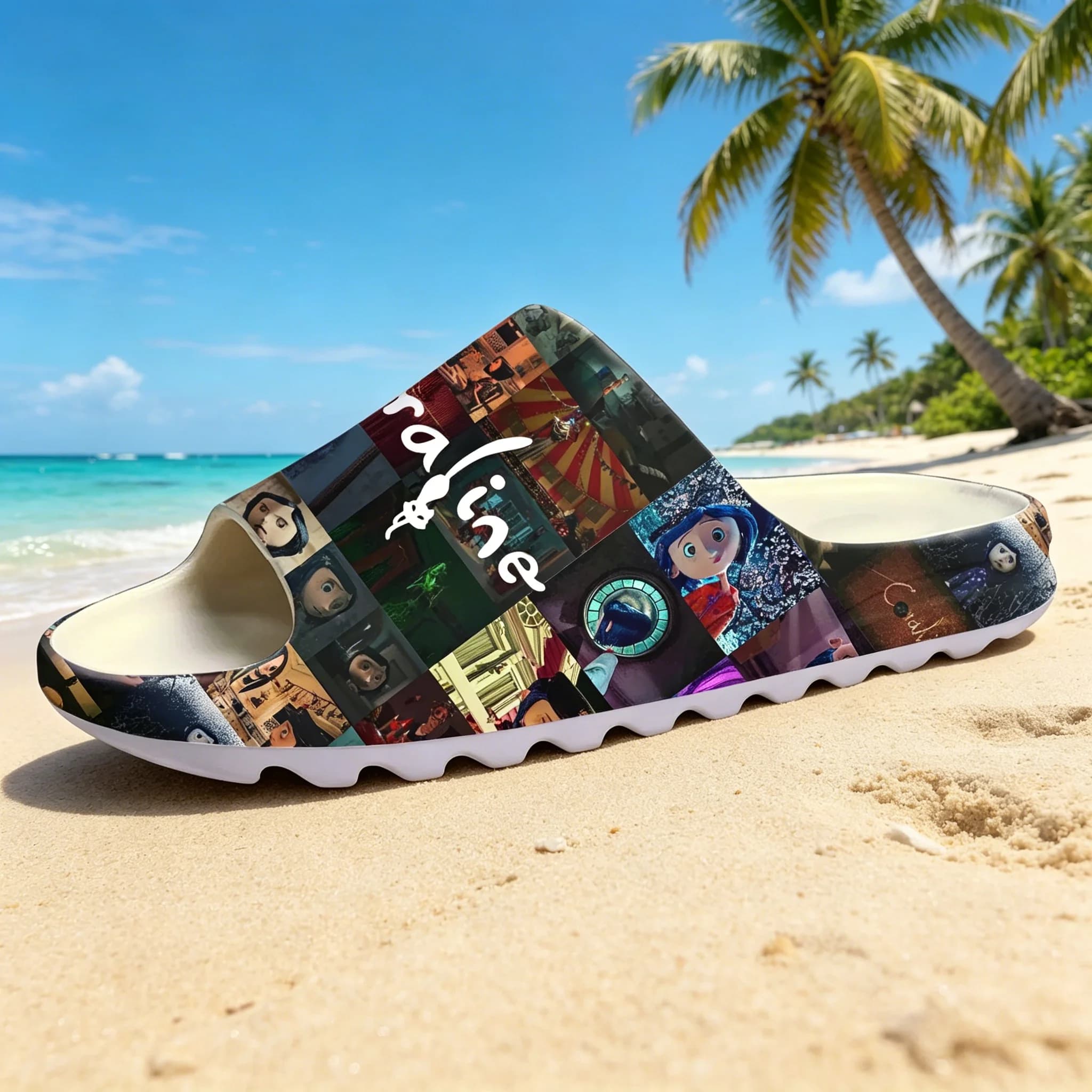 Ciabatte Yeezy con Stampa 3D del Film Horror Coraline, Unisex, Casual, da Spiaggia, Suola Morbida in EVA, Antiscivolo, Leggere e Comode per l'Estate