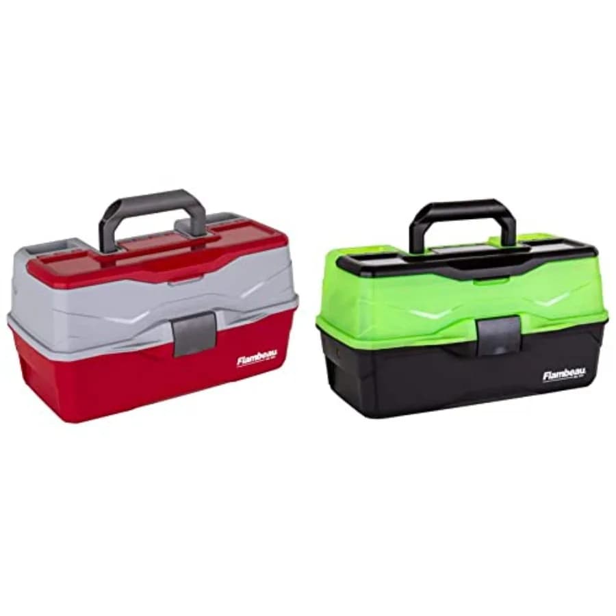 Outdoors 6383TB 3-Tray - Scatola porta attrezzi classica con 3 scomparti - Rossa/Grigia e Outdoors 6383FG 3-Tray Scatola porta attrezzi classica con 3 scomparti, Porta attrezzi portatile