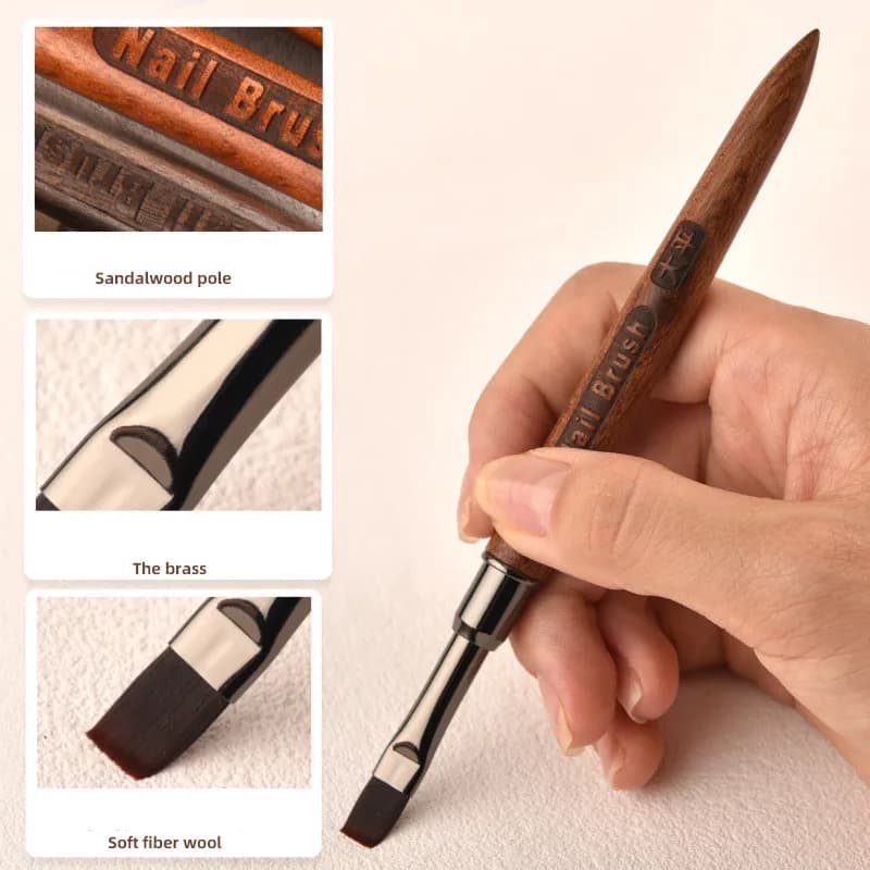 1/6 Pennelli per Unghie in Acrilico con Manico in Legno Rotondo per Manicure in Polvere e Gel