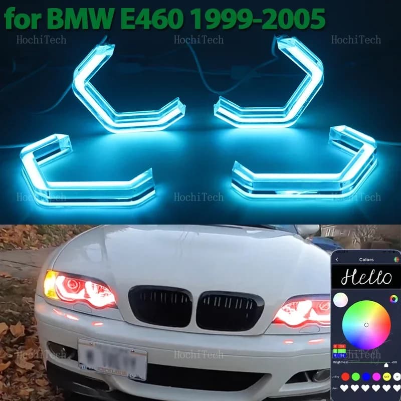 Per BMW serie 3 E46 berlina 1999-2005 RGB Multi-colorato App controllo M4 Stile LED Faro Angel Eyes Lampadina Anello Lampada