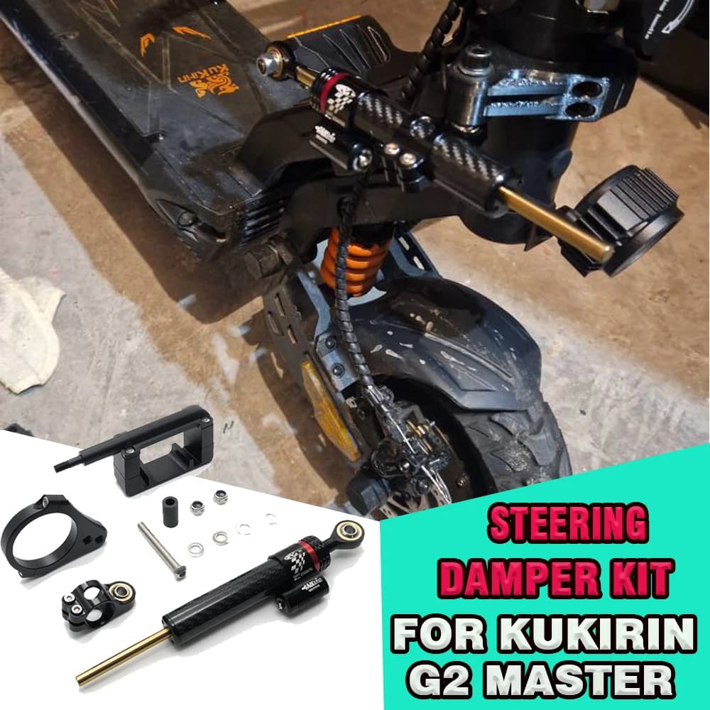 Kit Ammortizzatore di Sterzo Regolabile in Fibra di Carbonio CNC per Scooter Kukirin G2 Master