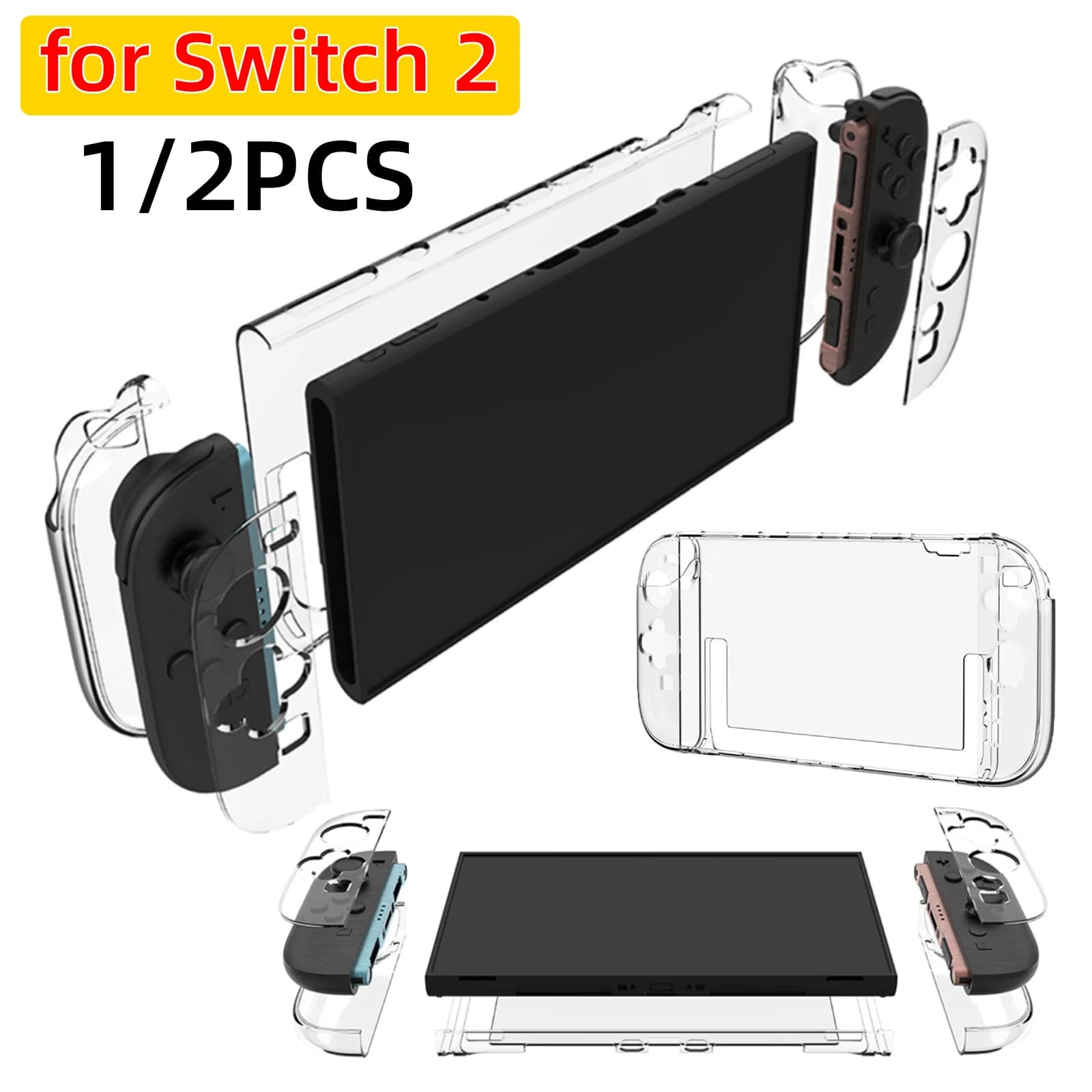Custodia Protettiva Trasparente Antiurto Staccabile per Switch 2, Protezione Chiara per Console di Gioco