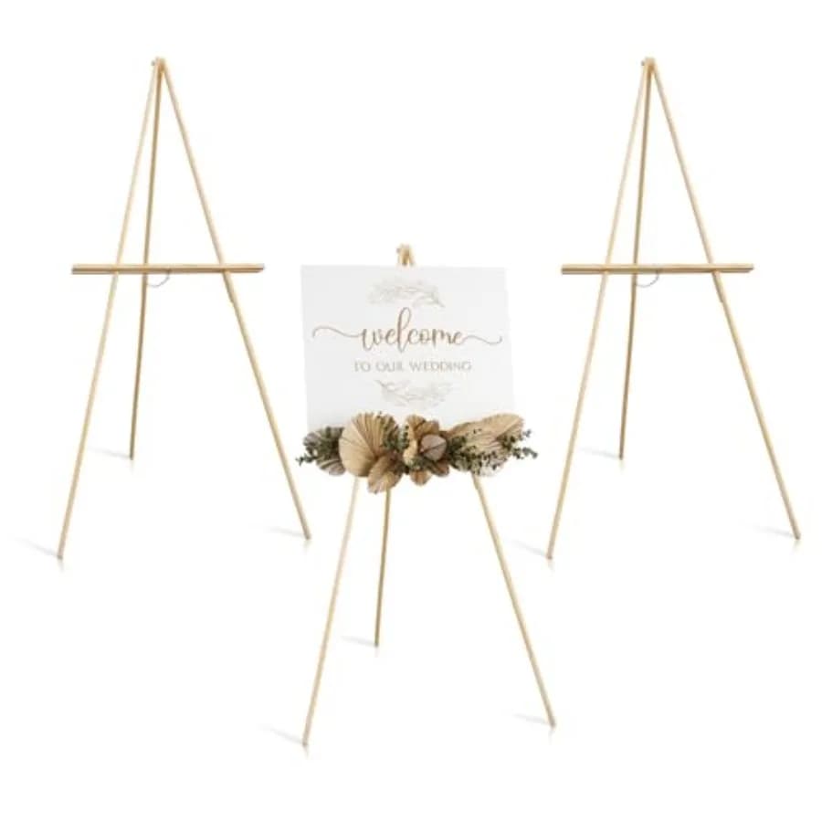 Cavalletti in legno per esposizione, cavalletti in legno per cartelli nuziali, treppiede con vassoio regolabile, cavalletto a forma di A leggero per poster, ben accetto