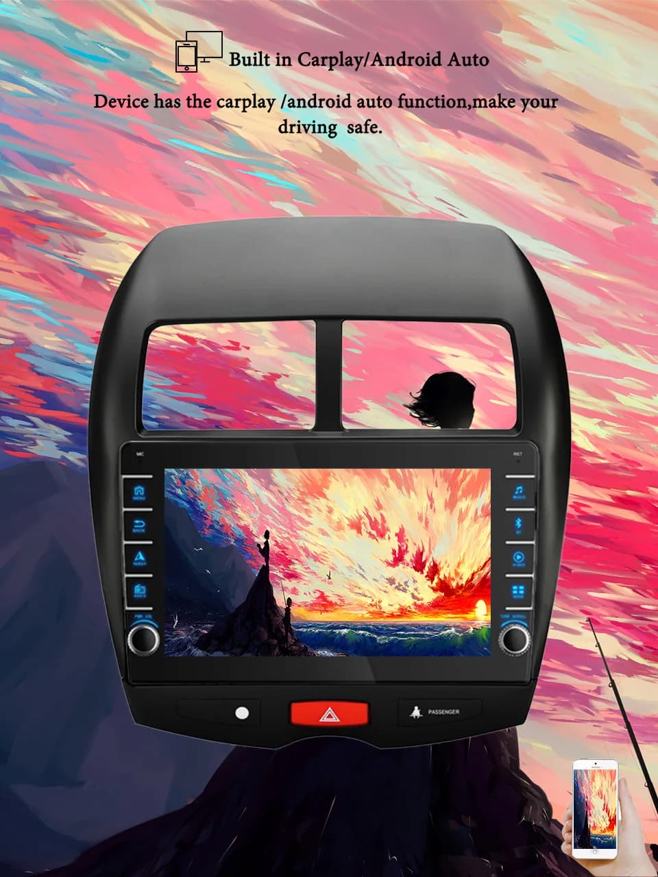 8G + 128G Android 14 Per Mitsubishi ASX 2010 - 2016 Autoradio Audio Multimediale Stereo PC Tablet Monitor GPS 2 Din DVD Carplay Auto