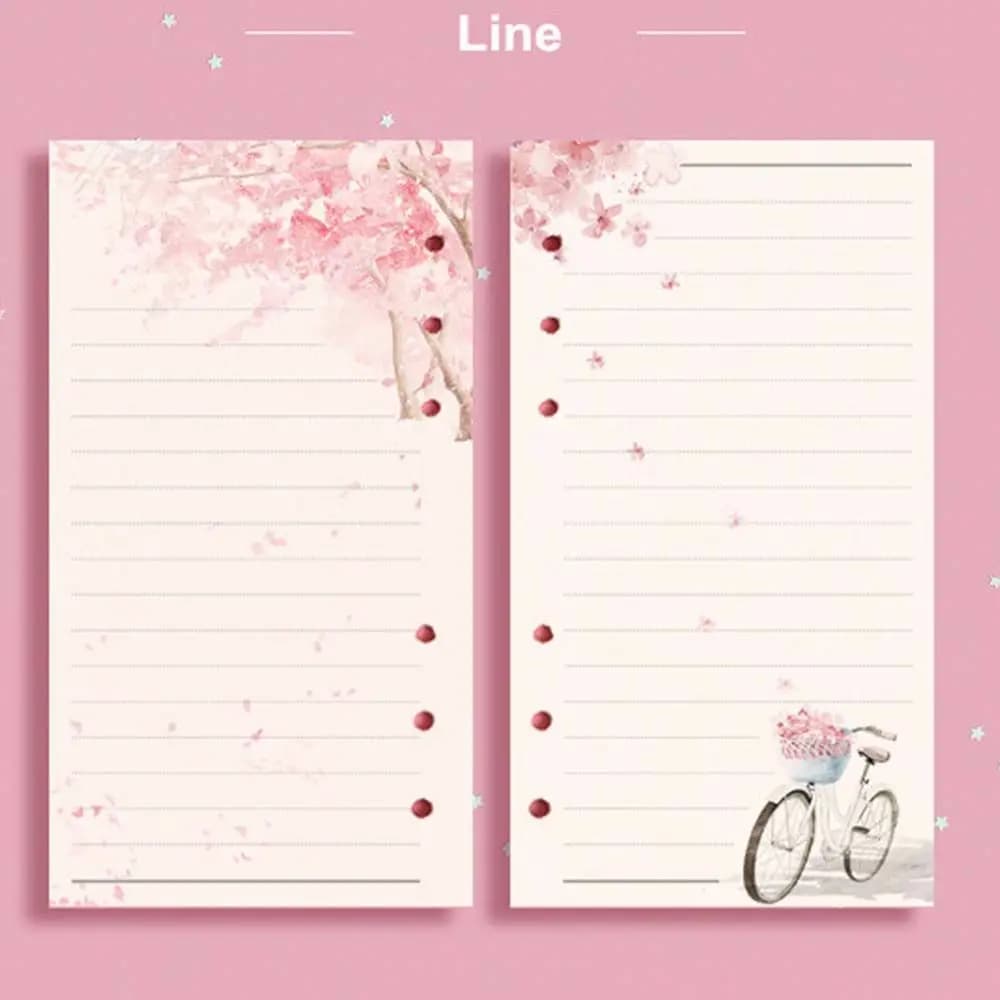 Nuovi 80 fogli Kawaii Sakura e Cat A6 quaderno a fogli mobili ricarica raccoglitore a spirale pagine interne griglia di linea Agenda vuota