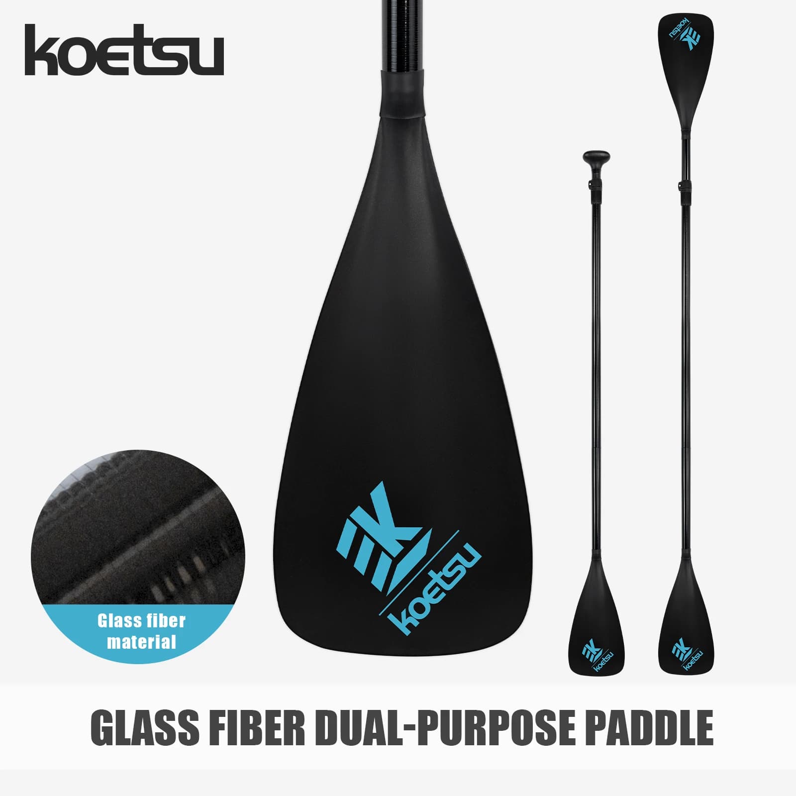 KOETSU SUP PADDLE A DUE VIE IN FIBRA DI VIE -3 PASTELLI IN FIBRA DI VETRO REGOLABILE CON LUCE IN NYLON, Adatto PER I SPORT IN AGUA