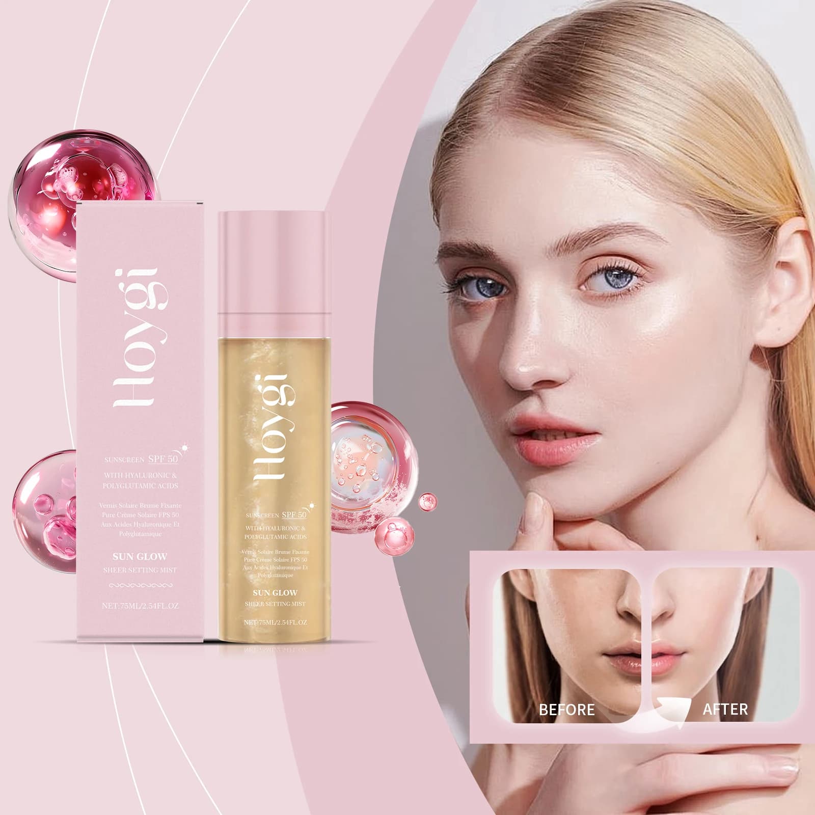 Hoygi Spray Fissante Opacizzante Lunga Durata, Controllo Olio, Idratante, Primer Viso, Anti-sbavature, Leggero, Spray Finitura Trucco