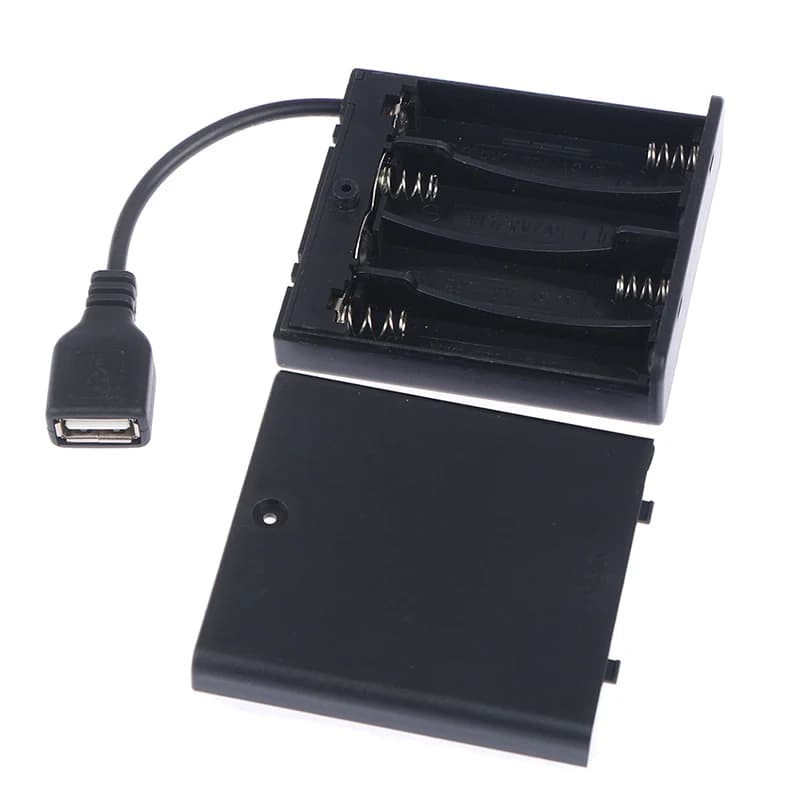 1PC 4 X AA USB Battery Box For 5V LED Strip Lights USB Mini Power Supply