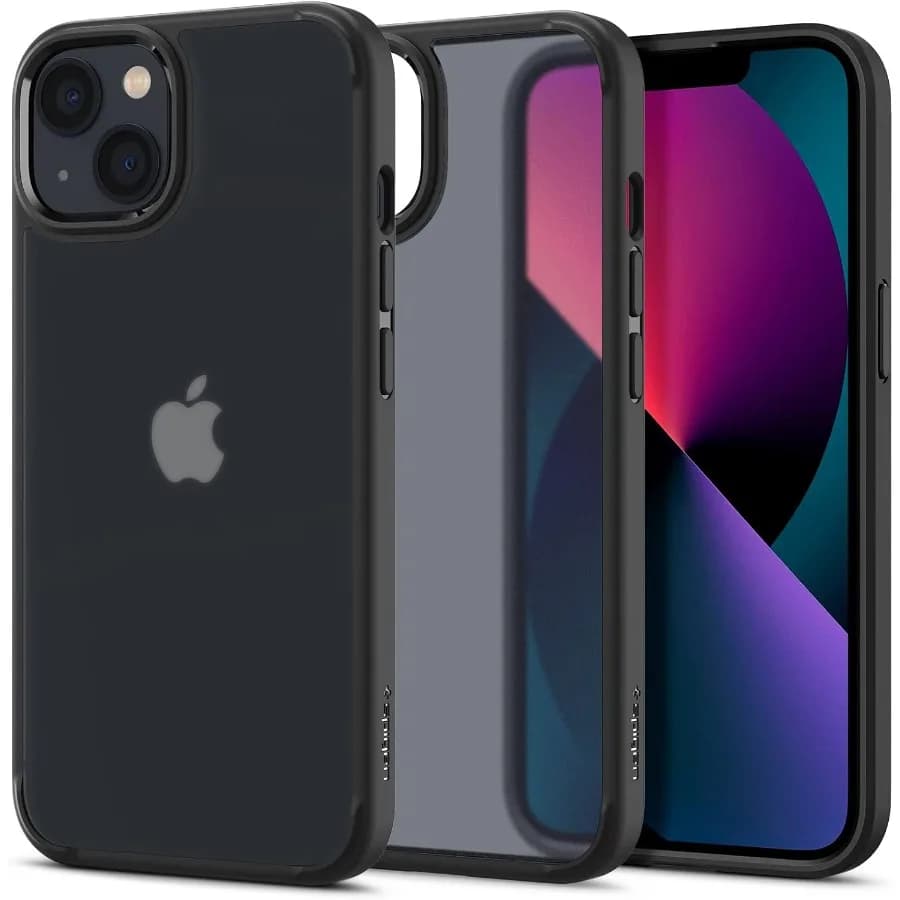 Custodia protettiva ultra ibrida per iPhone 13 con tecnologia anti-ingiallimento e design senza anello magnetico in nero gelo Ideale per Ev