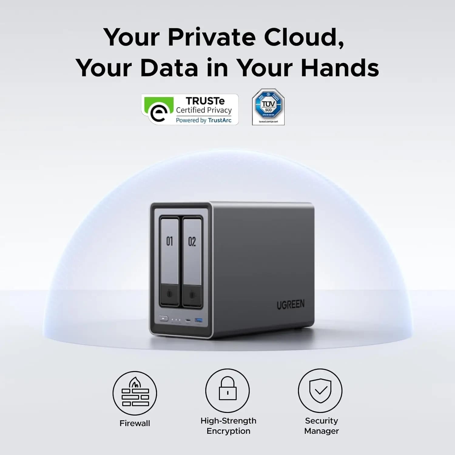 TLF UGREEN NASync DXP2800 Desktop NAS N100 a 2 alloggiamenti CPU quad core Archiviazione attaccata nella rete (senza disco) 4K 8 GB DDR5 RAM