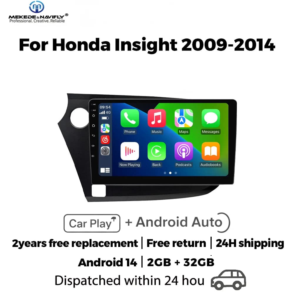 MEKEDE&NAVIFLY Autoradio Android 14 for Honda Insight 2 2009-2014 with Carplay Wireless, GPS Navigation and Intelligent Central Audio System