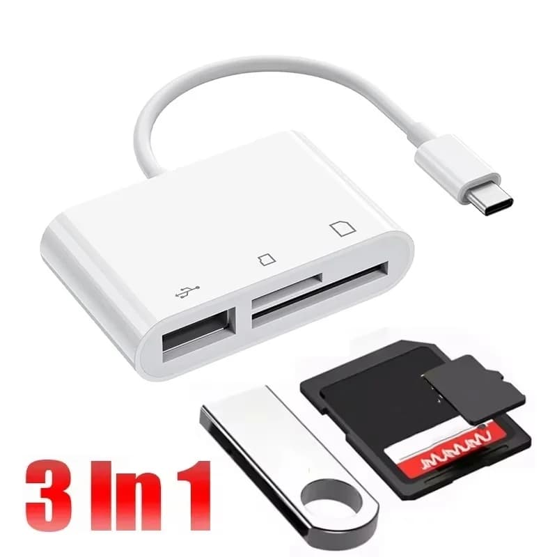 3 In 1 Type-C To SD/TF/USB Memory Card Adapter SD Card Reader SD TF USB Camera Card Reader For Macbook iPhone Laptop USB Flash