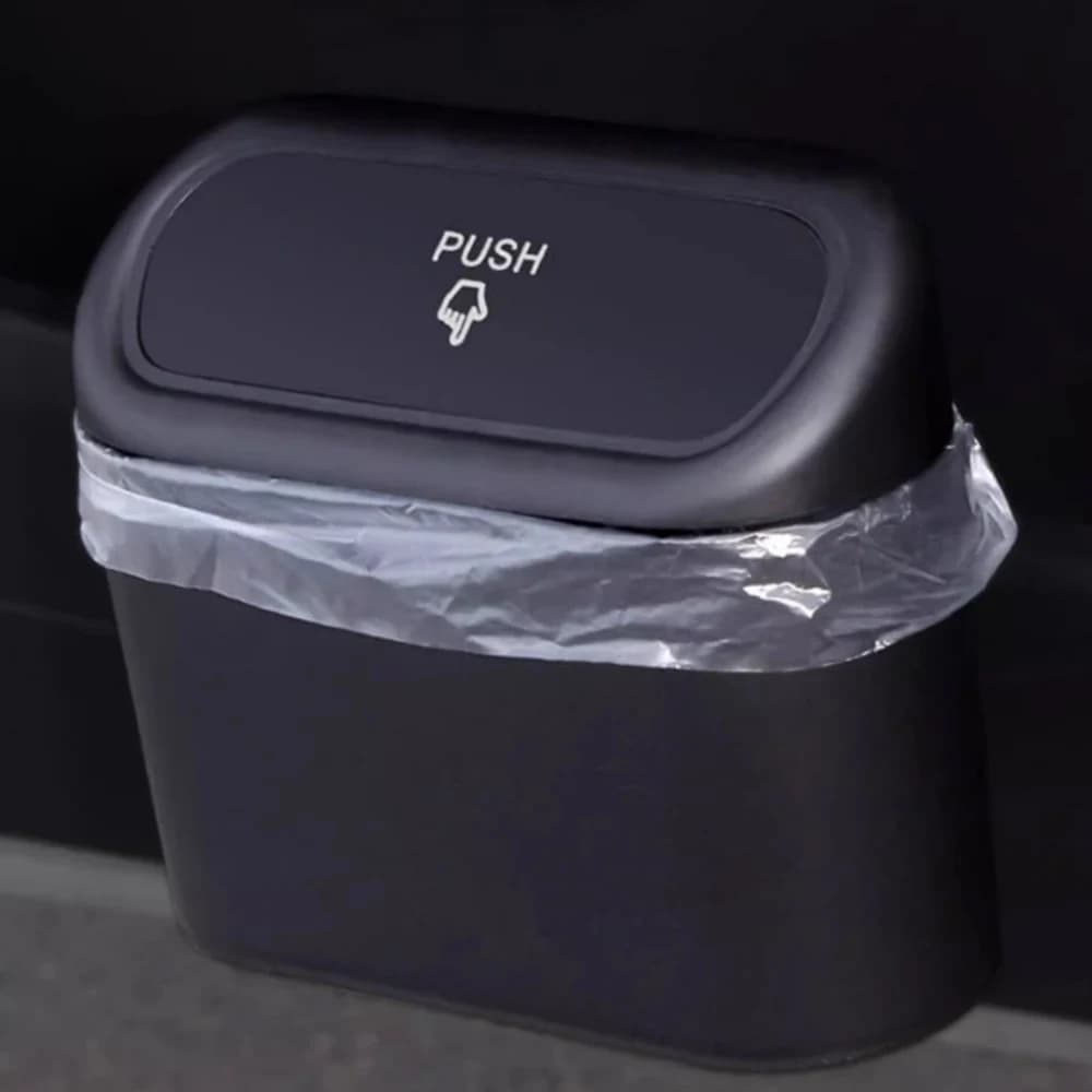 Contenitore per Rifiuti Auto Sospeso, Pattumiera Organizzatore per Auto Nera Rosa Bianca in ABS, Pattumiera Quadrata a Pressione/Sacchetto