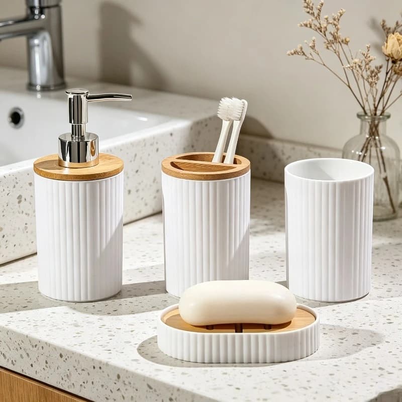 Dispenser per sapone liquido, dispenser per shampoo, dispenser per sapone per le mani, porta spazzolini, organizer, accessori per il bagno