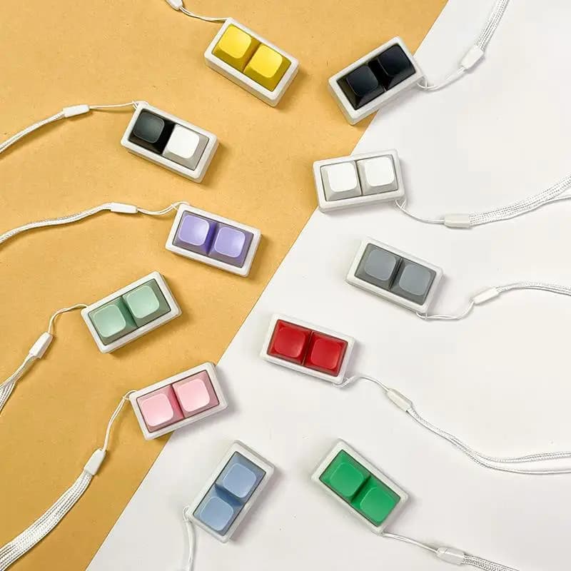 Portable 2 Key Fidget Clicker Toy With Comfort Tactile Feedback Equipped With Lanyard Stress Relief Toy For Work School Trip