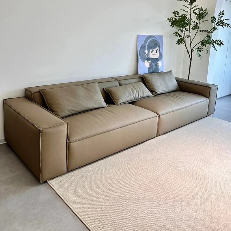 Divano Componibile Moderno in Pelle Nera Stile Nordico per Piccoli Appartamenti, Design Minimalista Italiano