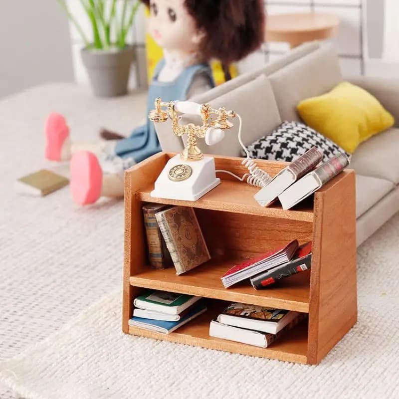 1 Pezzo: Mini Scaffale Espositivo in Legno di Ciliegio per Casa delle Bambole 1:12, Mobiletto Contenitore in Miniatura, Modellino di Arredamento per Casa delle Bambole