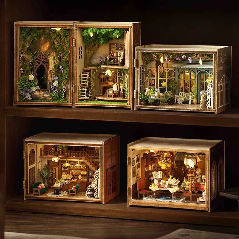 Miniature Dolls Home DIY Puzzle 3D Small House Assembly Building Model Kit Toys House With Furniture Lighting Wooden Crafts Gifts