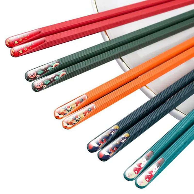 5 paia di bacchette per unghie in plastica da cucina, bacchette a punta, stoviglie da cucina per famiglie, accessori per la cena