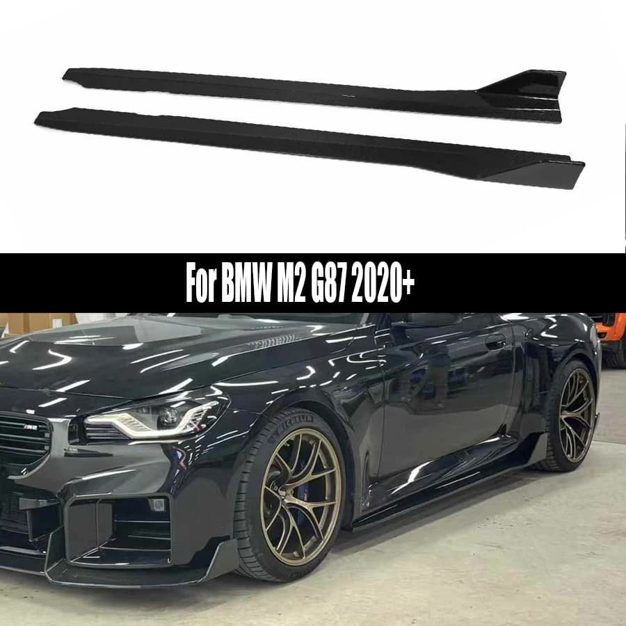 For BMW M2 G87 2022+ Carbon Fiber Side Skirt Side bumper Splitters Side skirts Cupwings Apron Side panel AD Car body kit