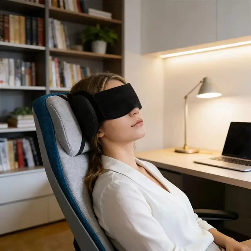 *1Set Soft Adjustable Travel Accessories Airplane 3D Contoured Travel Pillow Blackout Zero Eye Pressure Sleeping Mask..