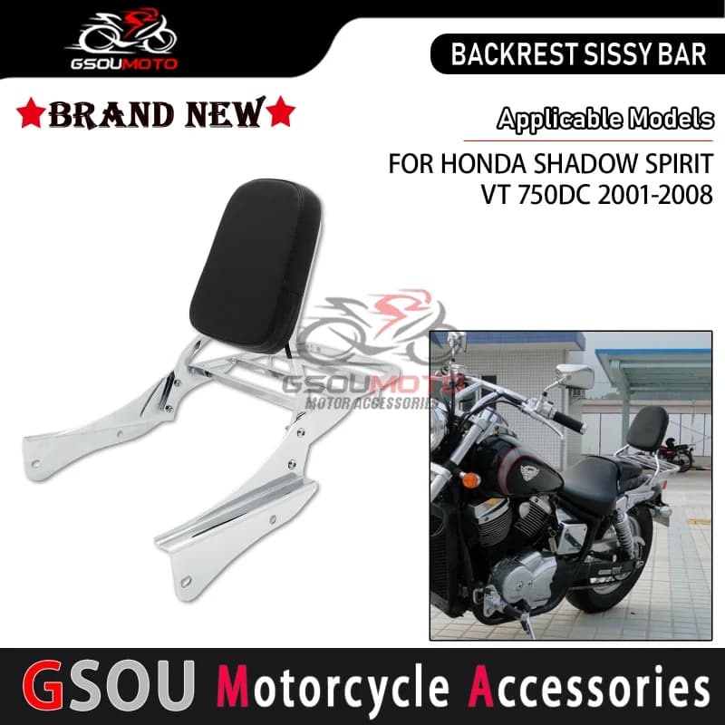 Motorcycle Rear Backrest Sissy Bar Luggage Rack For Honda Shadow Spirit VT750 Black Widow VT750DC VT 750DC 2001 -2008 2007 2006