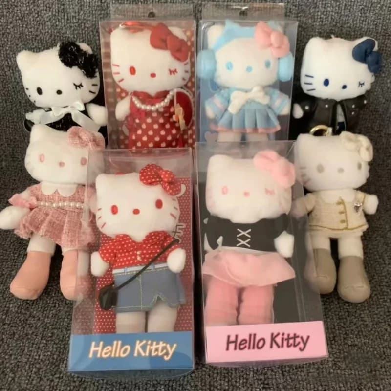 Sanrio Figura Gambe Lunghe Hello Kitty Portachiavi Peluche Bambola Anime kt gatto Periferiche hot girl Kitty Stile Ciondolo Soffice Fascino del Sacchetto