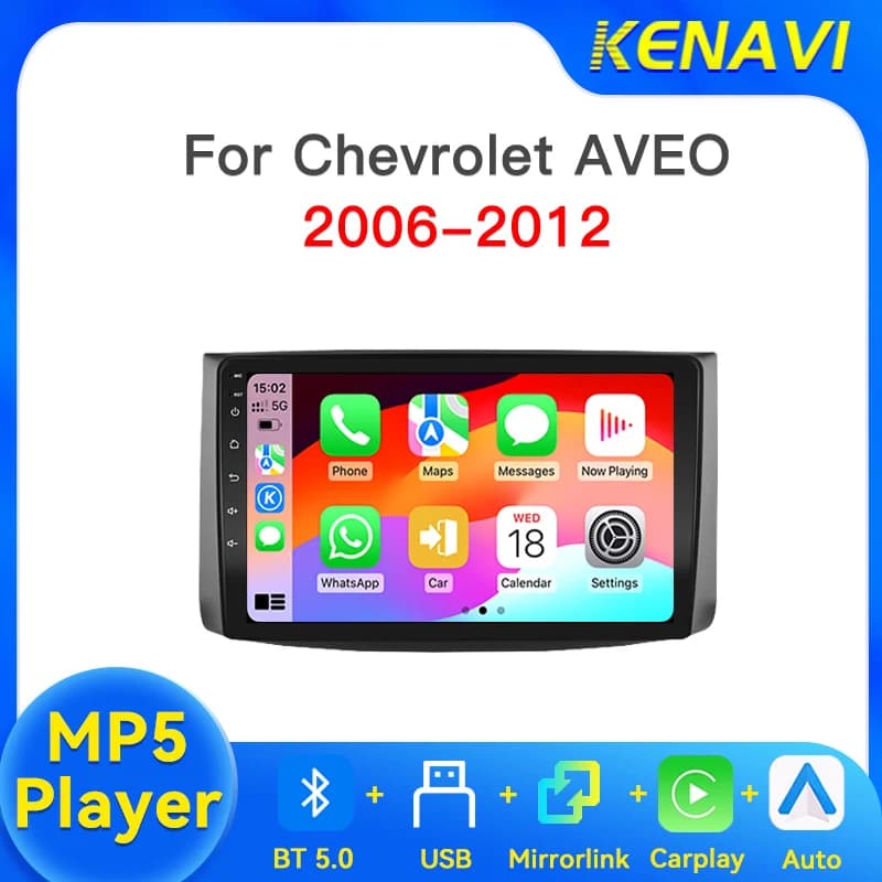 2Din Car Stereo Radio For Chevrolet AVEO 2006-2012 Carplay Android Auto FM Bluetooth USB MP5 Center Multimedia Player Head Unit