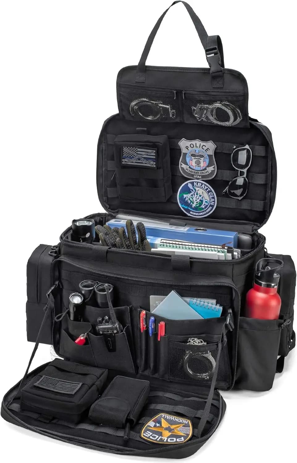 Borsa da Lavoro per Polizia con Tasca per Laptop, Portabicchieri e Sistema MOLLE per Sedile Anteriore Auto - Organizer per Attrezzature di Polizia e Militari
