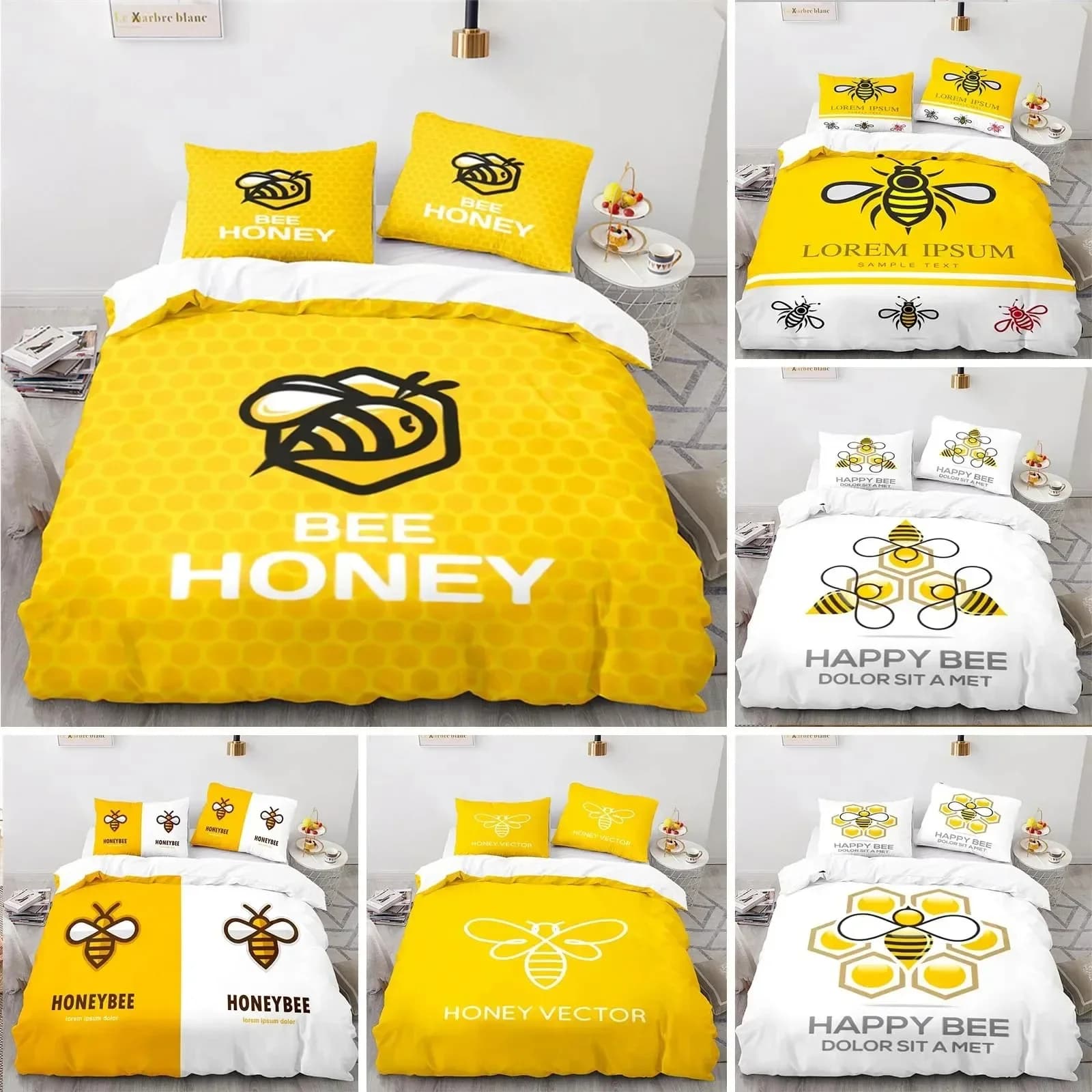 Copripiumino a tema ape dei cartoni animati, set biancheria da letto in microfibra con insetti e api, copripiumino con animali selvatici, misura King per ragazzi, decorazioni per la casa Kawaii