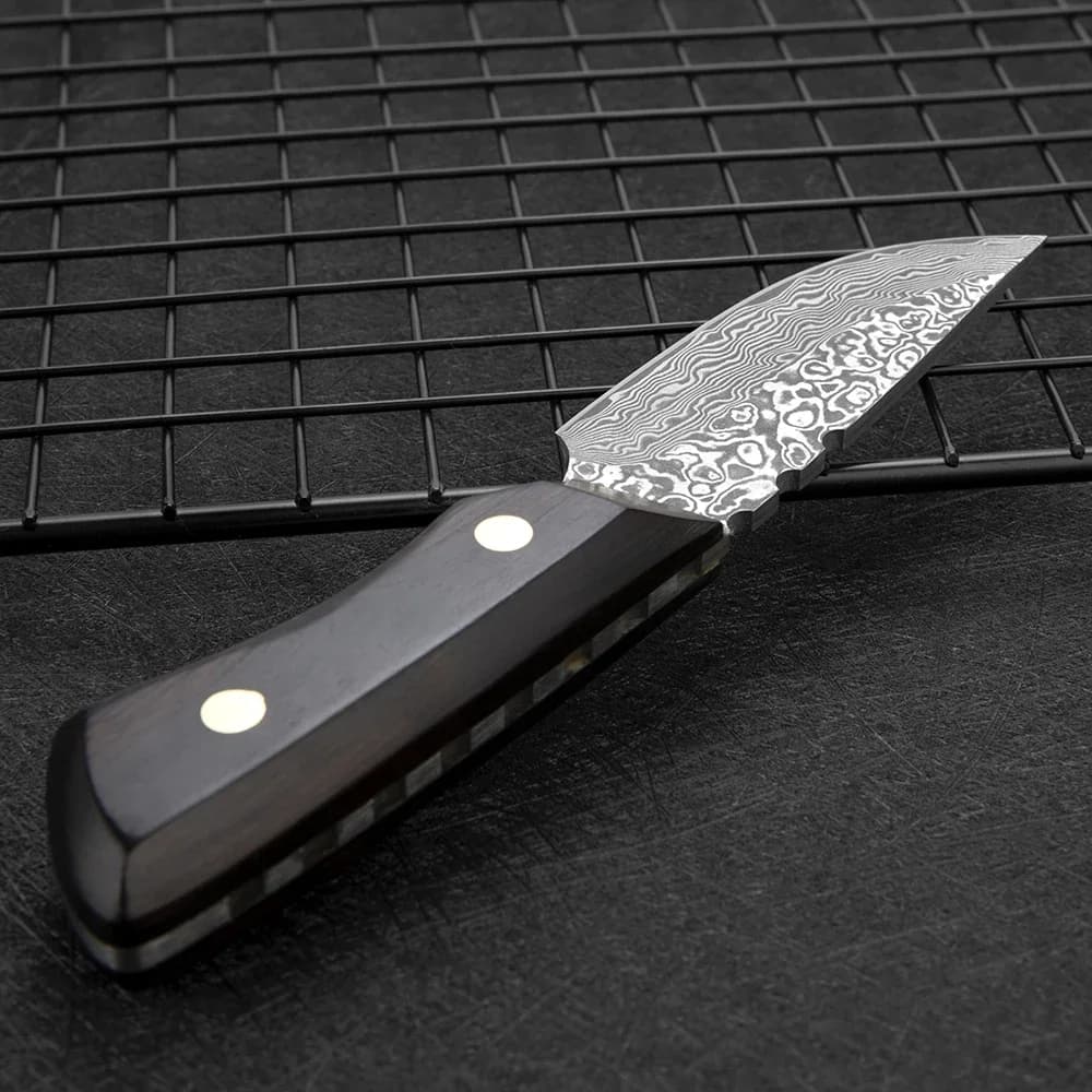 XITUO Damascus Knife Full Tang Kitchen chef fruit Mini Outdoor Pocket Knife Parig Utility Black Ebony Handle Fixed Knives New