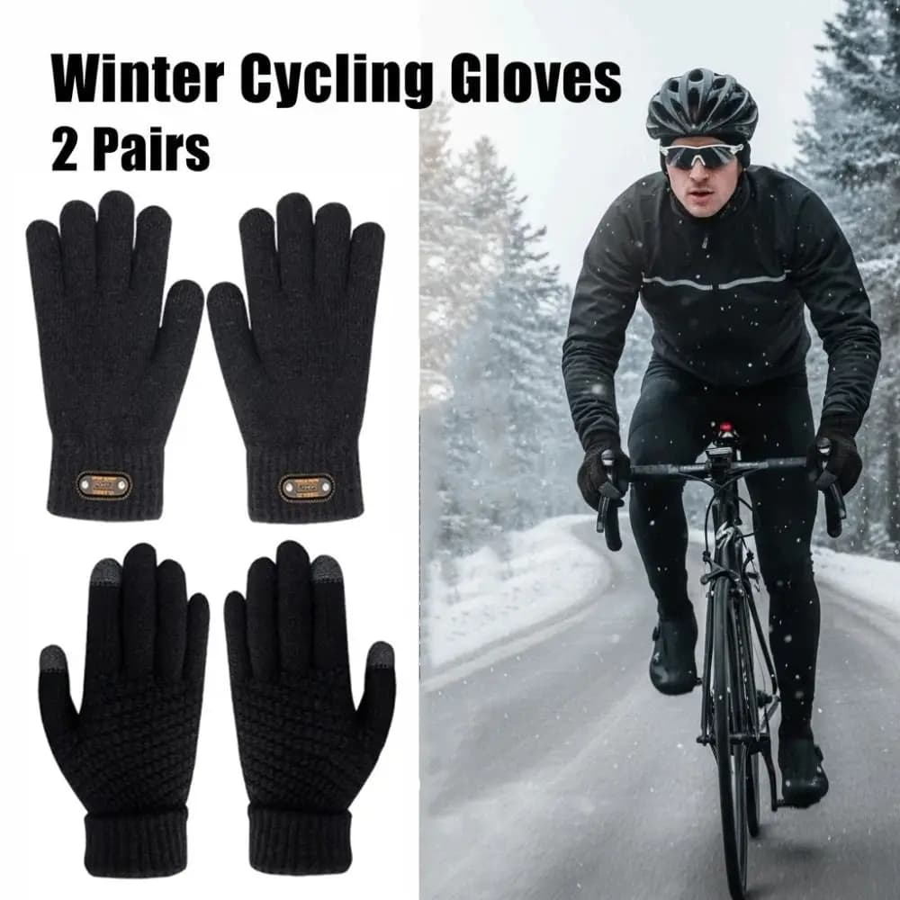Guanti da ciclismo invernali a prova di freddo da 2 paia Guanti caldi antivento con dita intere Guanti da pesca morbidi e traspiranti Attrezzatura da equitazione