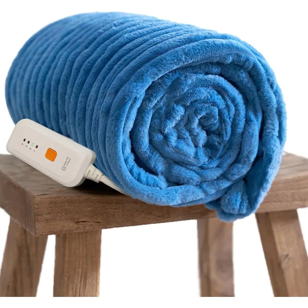Coperta Elettrica Riscaldante 50''X60'' - Coperta Riscaldante a Coste con 4 Livelli di Calore e Spegnimento Automatico Dopo 3 Ore, ETCe