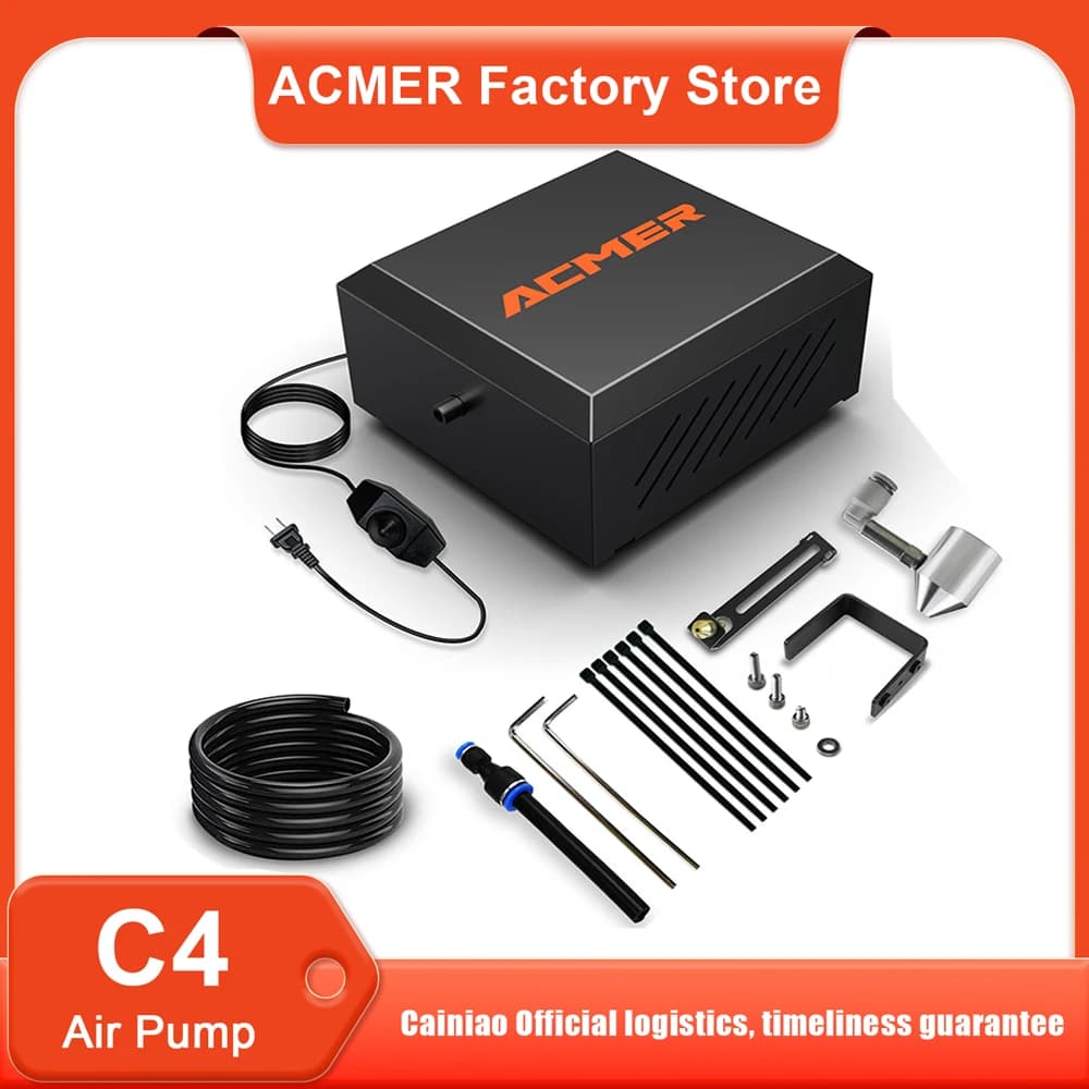 ACMER Laser Air Service Pump C4 with adjustable airflow for CNC laser engraving, removes smoke and dust