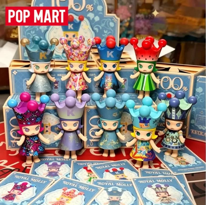 POPMART MEGA ROYAL MOLLY 100% Anniversary Series1 Mystery Unbox Bag Cute Kawaii Doll Anime Figure Ornament Present Set