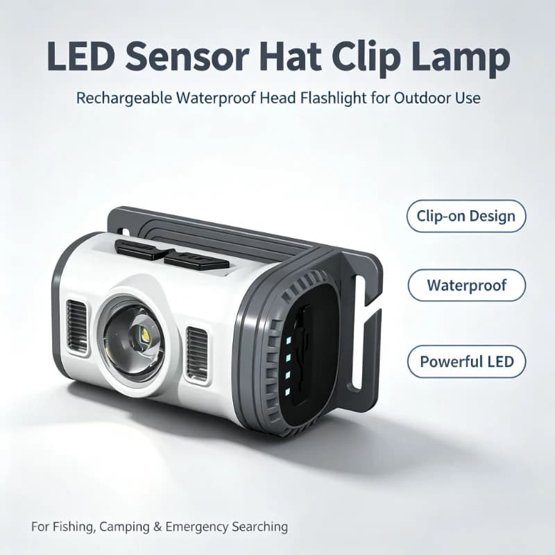 LED Sensor Hat Clip Lamp Rechargeable Waterproof Powerful Head Flashlight for Fishing Camping Outdoor Searching Work