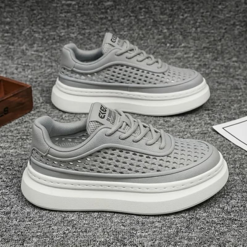Men's mesh breathable board shoes 2026 summer trend hollow out shoes height increasing casual outdoor sports shoes