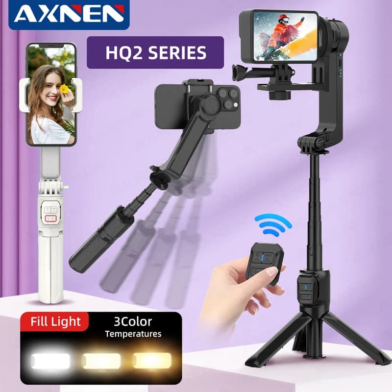 Selfie stick stabilizer with 1 axis HQ2/HQ2SE portable card coupling for sports camera Gopro mobile phone Bluetooth remote control removable