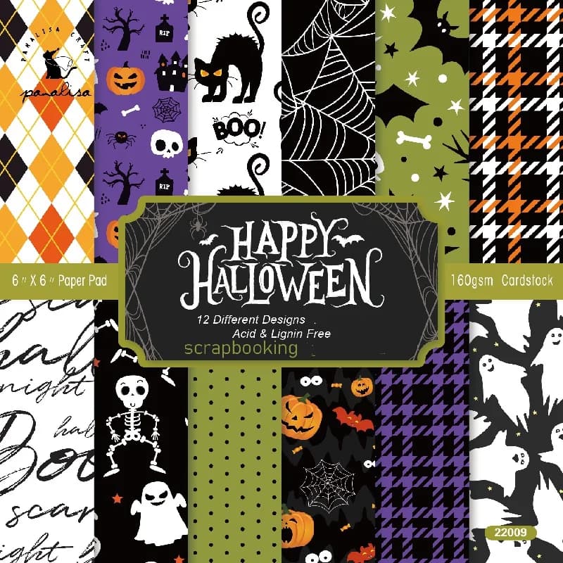 6" Single-side Printed Halloween Pattern Creative Papercraft Art Paper Handmade Scrapbooking Kit Set Books