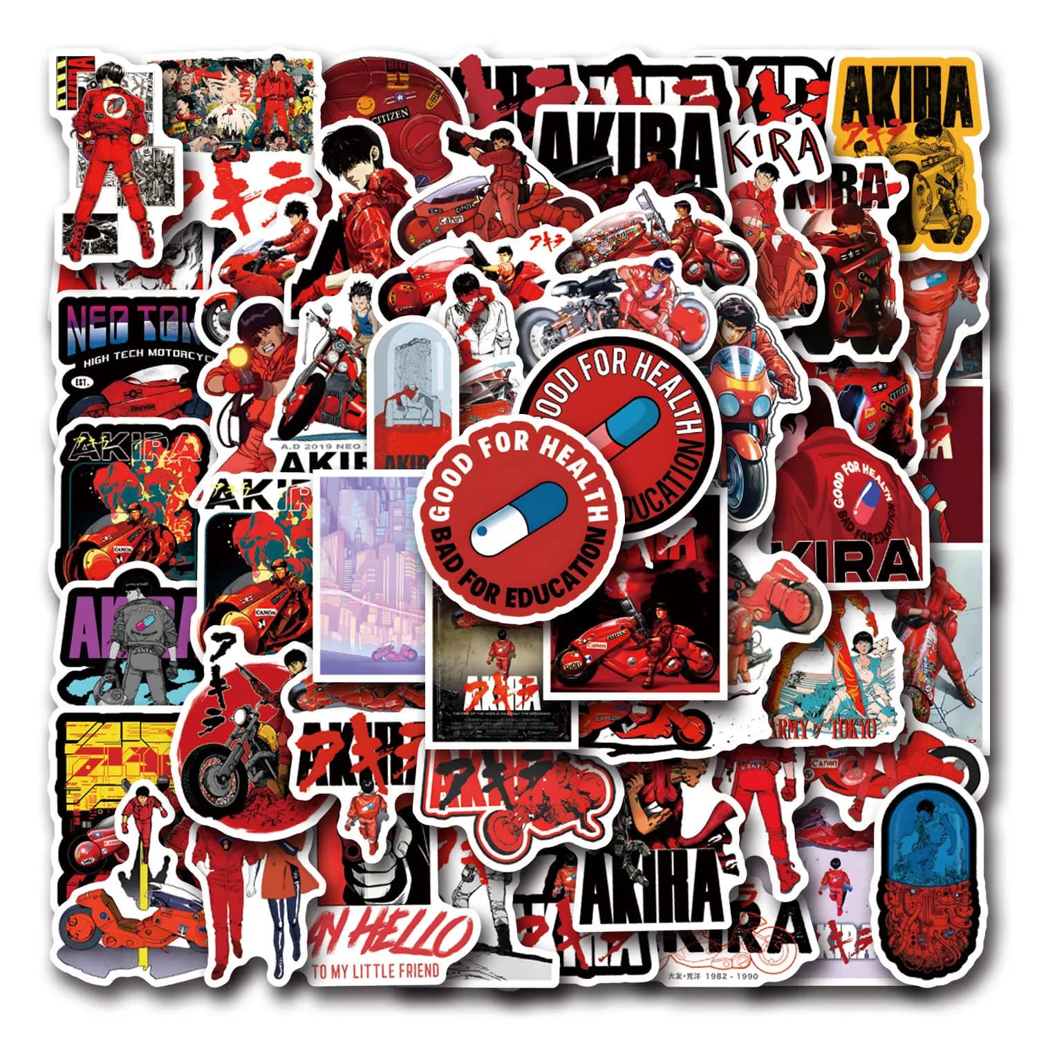 10/53 pezzi Anime Akira Cartoon Cool moto Graffiti adesivo casco decorativo skateboard custodia per telefono tazza d'acqua decalcomania impermeabile