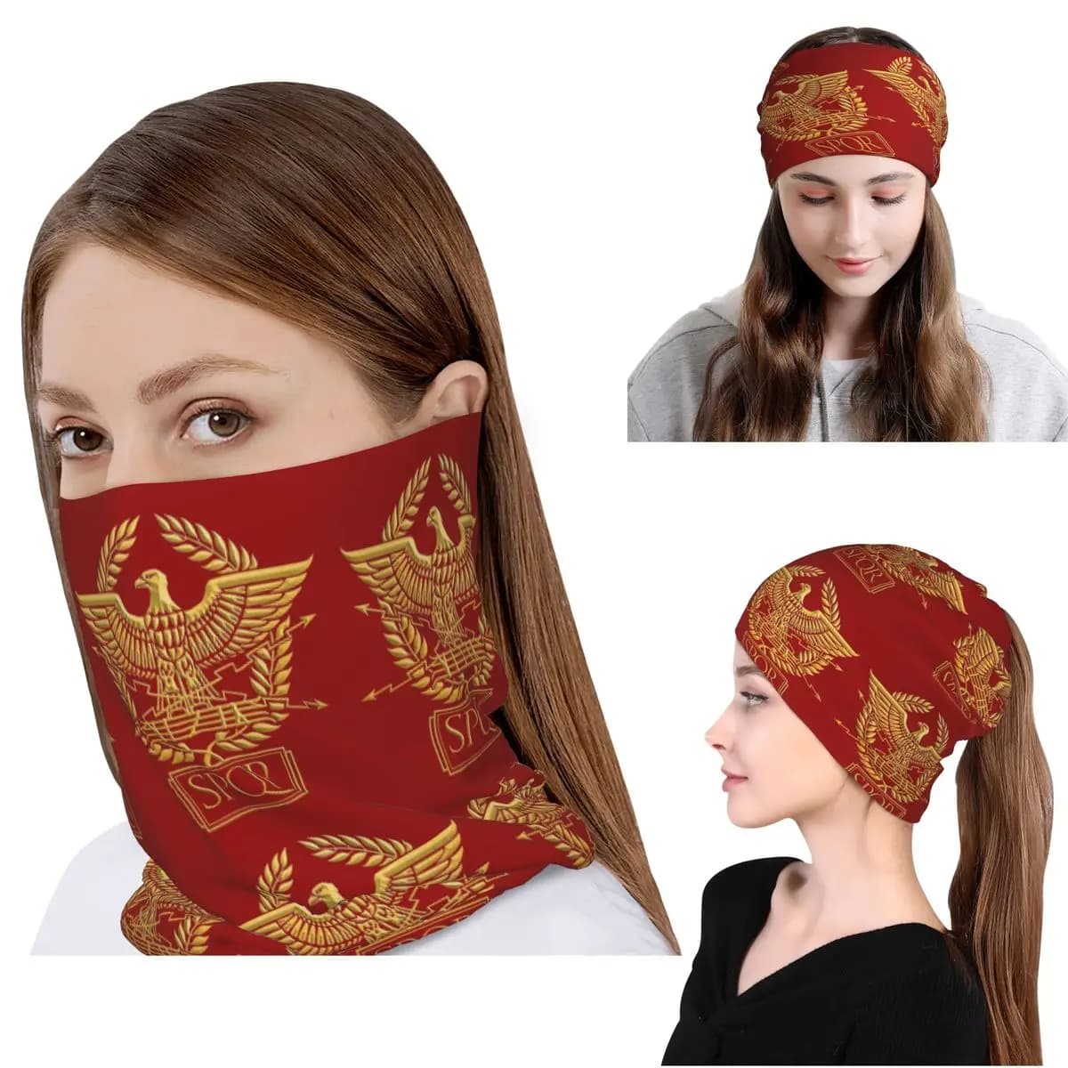 Bandana romana SPQR Roma, sciarpa multiuso, maschera per il viso, berretto per uomo, donna, adulto, lavabile